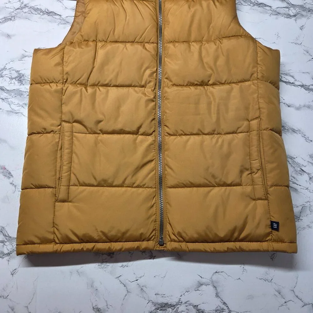 Gap Kids Extra Large Tan Full Zip Softshell Puff Quilted Fall Casual Vest